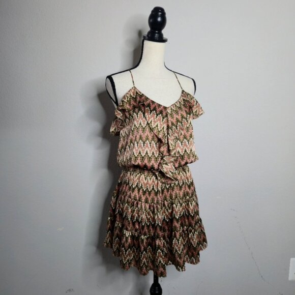 Tbags Los Angeles Boho Zizzag Ruffled Tiered Mini Dress - Picture 4 of 13